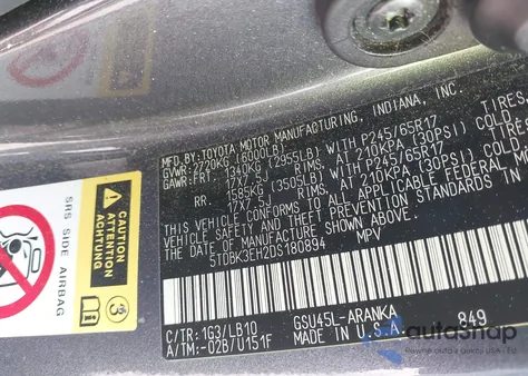 2013 Toyota Highlander Se V6 from USA, damaged, VIN 5TDBK3EH2DS180894